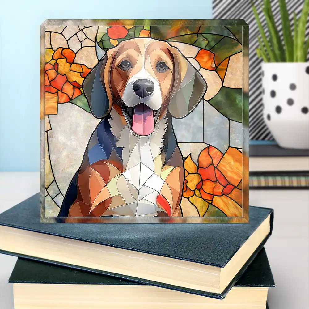 Photo - Stained Glass,Gift For Wife,Gift For Mother,Gift For Grandma,Gift For Grandparents,Family,Love,Non-Eng - Custom Photo Stained Glass Portrait Mom Grandma Parents Family - Personalized Square Shaped Acrylic Plaque