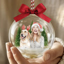 Art Design,Christmas,Family,Photo - Watercolor - Remove BG,Happy - Custom Photo Realistic Watercolor Art Family Is The Greatest Gift - Personalized 3D Acrylic Ball Ornament