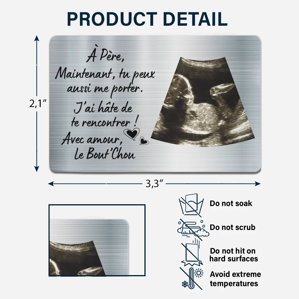 Gift For Husband,Gift For Boyfriend,Gift For Yourself,Gift For Men,Parents,Gift For Father,New Dad,New baby,Happy,French,Expecting Dad,Non-Eng,Photo,Adorable - Photo Personnalisable Maintenant Tu Peux Aussi Me Porter - Carte De Portefeuille En Aluminium Personnalisée