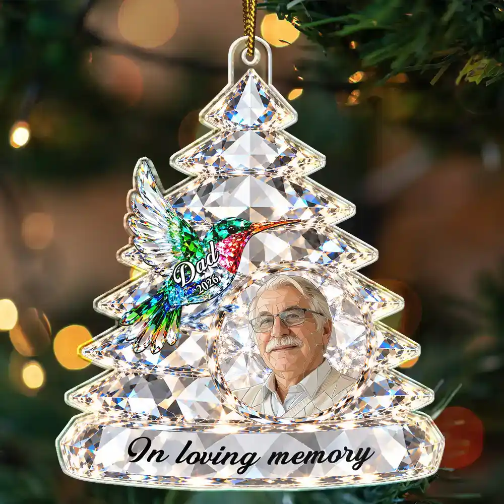 Art Design,Christmas,Custom Photo,Family,Memorial,Memorial Loved One,Photo - Stained Glass,Sentimental,Top Market - Remembrance Christmas Gift For Family - Personalized Custom Photo Cardinal Butterfly Memorial Acrylic Ornament