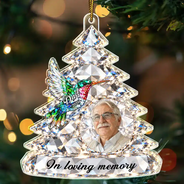 Art Design,Christmas,Custom Photo,Family,Memorial,Memorial Loved One,Photo - Stained Glass,Sentimental,Top Market - Remembrance Christmas Gift For Family - Personalized Custom Photo Cardinal Butterfly Memorial Acrylic Ornament