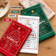 Christmas,Family,Custom Text,Happy - Family Name Tree Bell Star Shape Christmas Table Decor - Personalized Reusable Napkin