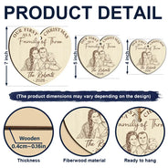 Custom Photo Pencil Sketch First Christmas As A Family Of Four - Personalized Custom Shaped Wooden Ornament