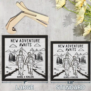 Gift For Couples,Gift For Husband,Old Couples,Gift For Wife,Gift For Boyfriend,Gift For Girlfriend,LGBT,Love - Adventure Partners For Life - Personalized 2-Layered Wooden Plaque With Stand