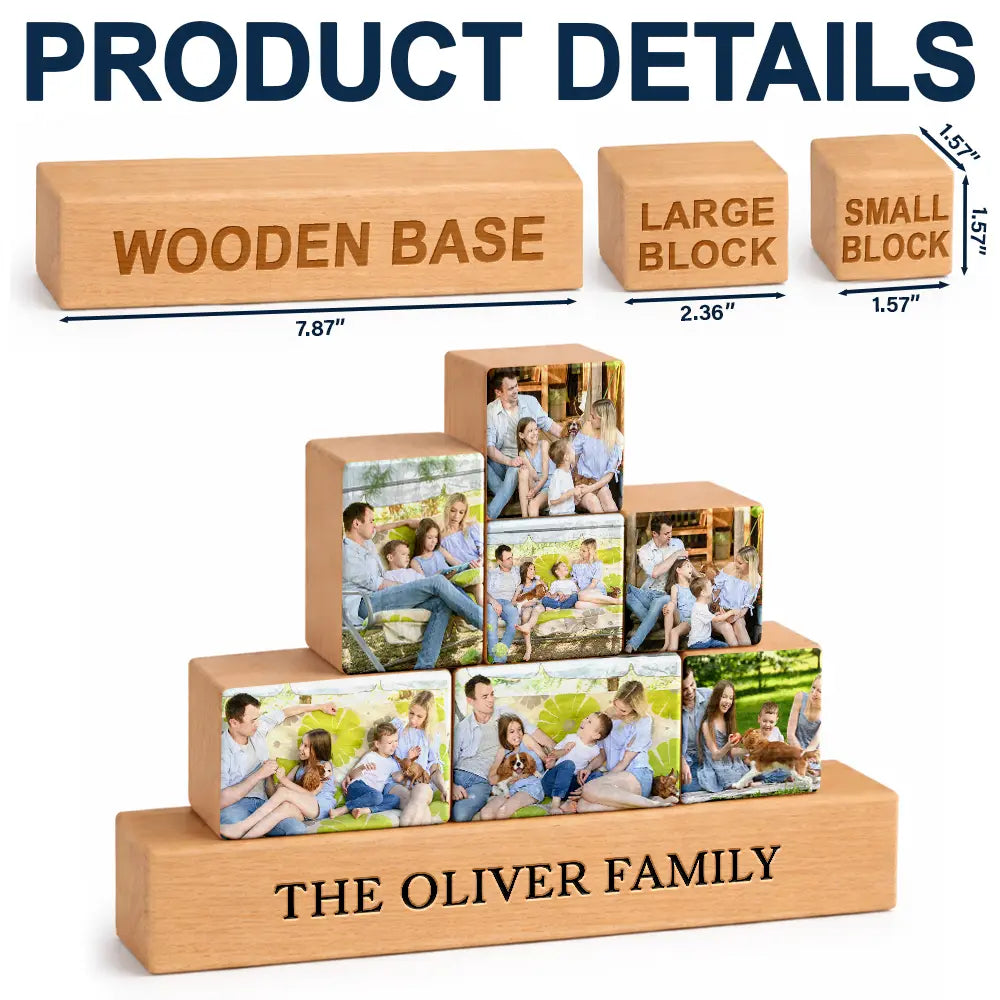 Family,Gift For Women,Gift For Men,Gift For Uncle,Gift For Mother,Gift For Aunt,Gift For Grandpa,Gift For Father,Gift For Grandparents - Custom Photo Family Together - Personalized Wooden Stacking Photo Blocks