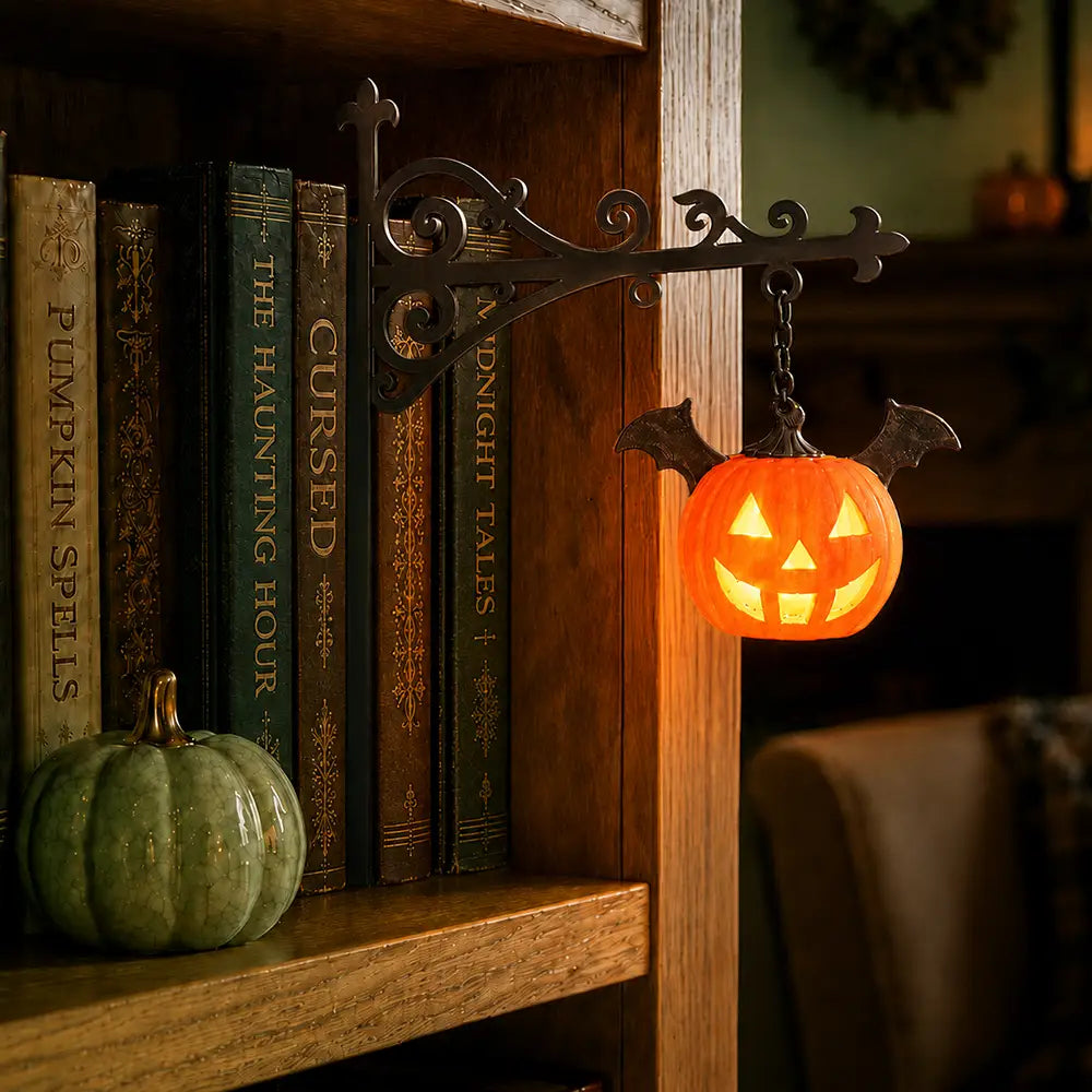No Custom,Halloween,Cozy,Reading,Gift For Yourself,Gift For Women - Bookish Halloween Reading Lover Ghost Pumpkin - Personalized Bookshelf Lantern Light