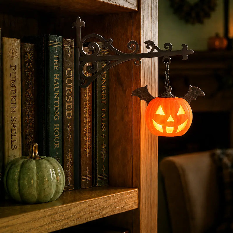 No Custom,Halloween,Cozy,Reading,Gift For Yourself,Gift For Women - Bookish Halloween Reading Lover Ghost Pumpkin - Personalized Bookshelf Lantern Light