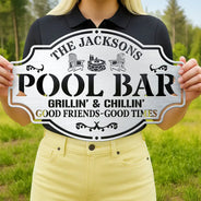 Backyard,Patio - Backyard Bar And Grill Good Friends Good Times - Personalized Cutout Metal Sign