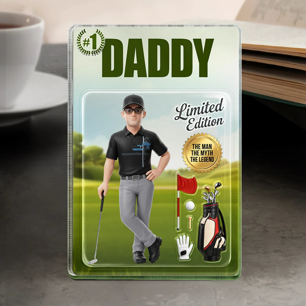 Gift For Husband,Gift For Yourself,Gift For Men,Gift For Father,Sport Dad,Dad's Hobby,Grandpa's Hobby,Golf,Non-Eng,Photo - Toybox Figure,Playful - Custom Photo Toybox Figure Golf Dad Grandpa Limited Edition - Personalized Custom Shaped Acrylic Plaque
