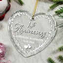 Gift For Couples,Gift For Husband,Gift For Wife,Old Couples,Married ,Wedding Anniversary,Anniversary,Christmas,Love - Married Couple Wedding Anniversary Milestones - 3D Precious Stone And Metal Effect Printed, Personalized Heart Shaped Glass Ornament