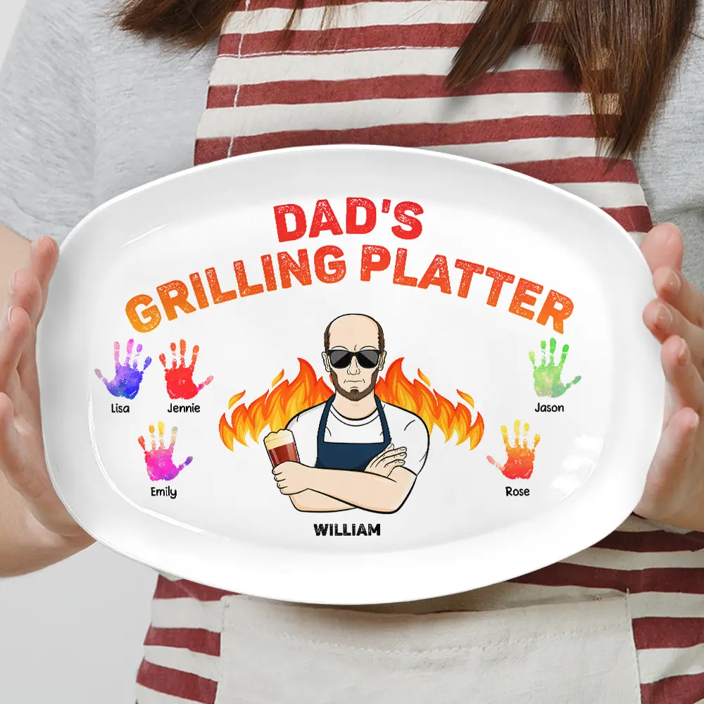Daddy's Grilling Platter - Gift For Dad, Father, Grandfather, Grandpa - Personalized Plate