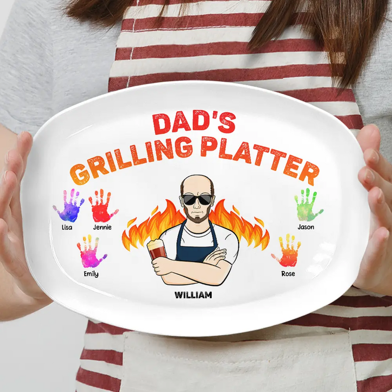 Daddy's Grilling Platter - Gift For Dad, Father, Grandfather, Grandpa - Personalized Plate