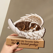 Art Design, Healing, Pet Memorial, Pet Lovers, Memorial, Photo - Sleeping Dog Cat Baby - Custom Photo Sleeping Angel If Love Alone Could Have Kept You Here Dog Cat Remembrance - Personalized Custom Shaped Wooden Plaque