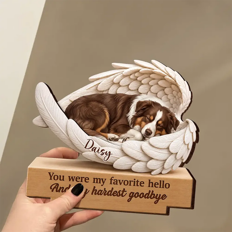 Art Design, Healing, Pet Memorial, Pet Lovers, Memorial, Photo - Sleeping Dog Cat Baby - Custom Photo Sleeping Angel If Love Alone Could Have Kept You Here Dog Cat Remembrance - Personalized Custom Shaped Wooden Plaque