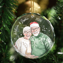 Art Design,Christmas,Romantic,Gift For Couples,Photo - Vivid Watercolor Art - Custom Photo Vivid Watercolor Art Anniversary Loving Couple - Personalized Circle Glass Ornament