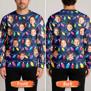 Family - Custom Photo Funny Kid Face Christmas Light - Personalized Unisex Ugly Sweater