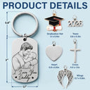 Dad - Children,Grandpa - Grandkids,Gift For Father,Gift For Grandpa,Non-Eng,Photo - Pencil Sketch (Bold),Sentimental - Custom Photo Bold Sketch Best Dad Grandpa Ever We Love You - Personalized Stainless Steel Keychain