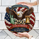 Family,Happy,America 250th,Independence Day,Top Market - 3D Effect Stars Stripes & Flowers 250 Years Of Freedom - Personalized Custom Shaped Wood Sign