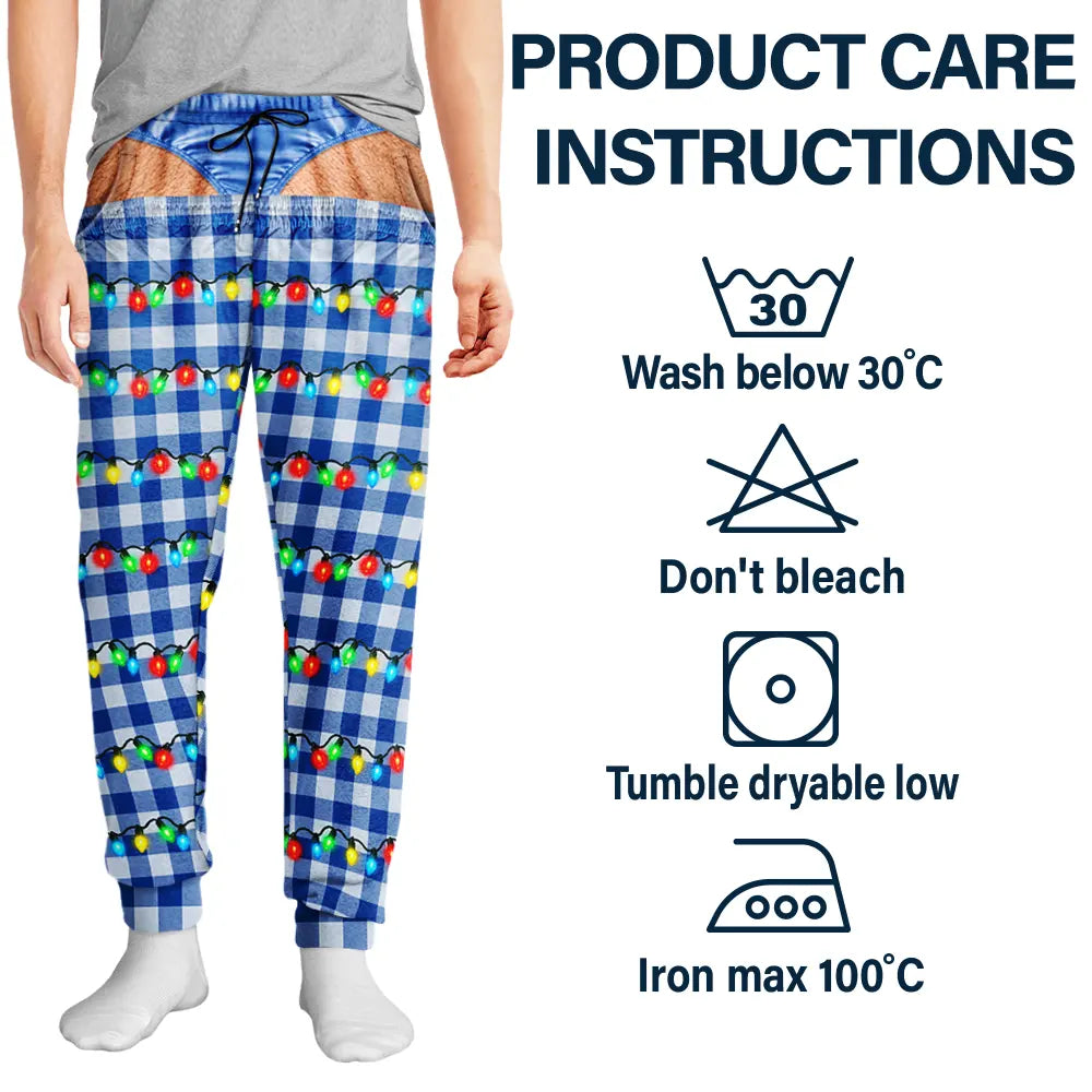 Christmas,Humorous,Gift For Men,Gift For Yourself,Icon - Funny Underwear Print Plaid Pattern Husband Dad Brother - Personalized Pajama Pants
