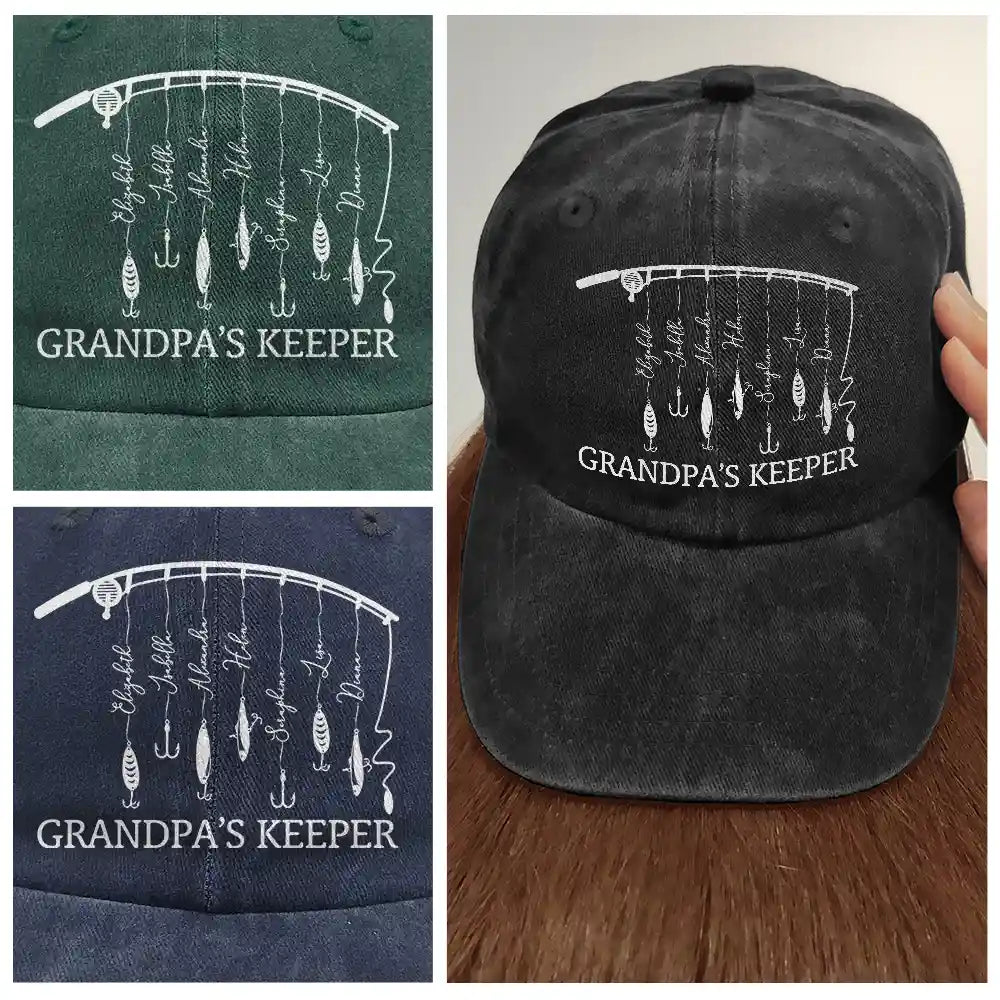 Fishing,Gift For Father,Dad's Hobby,Funny - Reel Cool Dad Grandpa - Personalized Vintage Washed Denim Cap