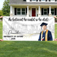 Graduation,Gift For Yourself,Gift For Daughter,Gift For Son,Gift For Bestie,Non-Eng,Photo,Proud - Custom Photo Congrats Grad A Sweet Ending To The New Beginning - Personalized Horizontal Banner