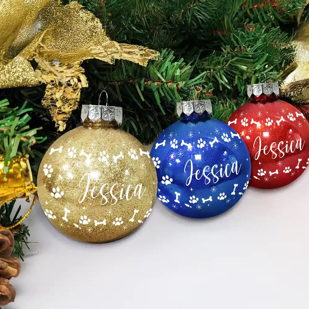 Family, Happy, Christmas - Christmas Ornaments With Name - Personalized Ball Ornament