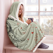 Art Design,Christmas,Custom Photo,First Christmas,Gift For Mother,Gifts For Her,Happy,New Baby,New Mom,Photo - Pencil Sketch - Remove BG - Gift For New Mom - Personalized Custom Photo Pencil Sketch The Year I Became A Mama Wearable Hooded Blanket