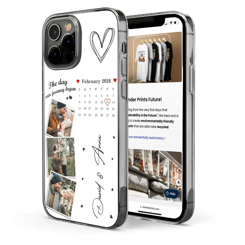 Custom Photo Calendar The Day Our Journey Began - Gift For Couples - Personalized Clear Phone Case
