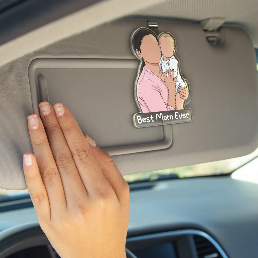 Gift For Husband,Gift For Wife,Parents,Gift For Father,Gift For Mother,Gift For Grandpa,Gift For Grandma,Non-Eng,Photo - Faceless Portrait ,Cozy - Custom Photo Faceless Portrait Best Dad Mom Ever Drive Safe I Love You - Personalized Custom Shaped Acrylic Car Visor Clip