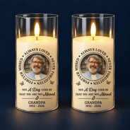 Christmas,Custom Photo,Family,Memorial,Memorial Loved One,Sympathetic,Upload Full Photo - Memorial Sympathy Gift For Loss Of Parent - Personalized Custom Photo Always Loved Never Forgotten LED Candle