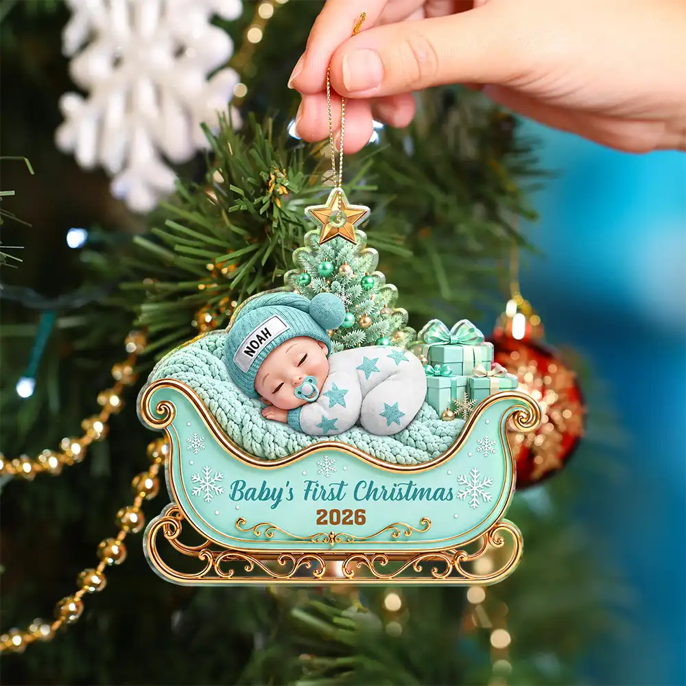 Adorable,New Mom,Christmas,Gift For Mother,Vector- Baby First Christmas Precious Gift For New Parents, New Baby - Personalized Custom Shaped Acrylic Ornament