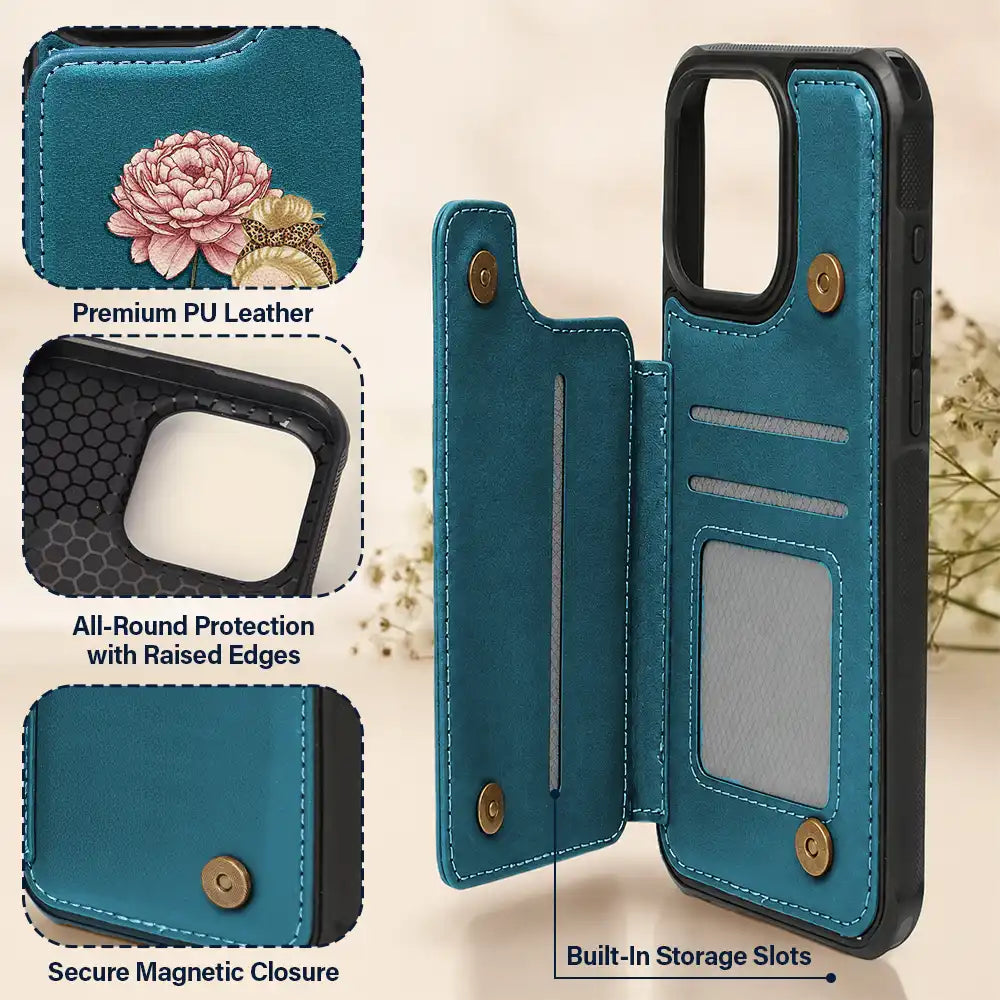 Gift For Yourself, Gift For Women - Birth Month Flowers Bloom Where You're Planted Women - Personalized Leather Flip Wallet Phone Case