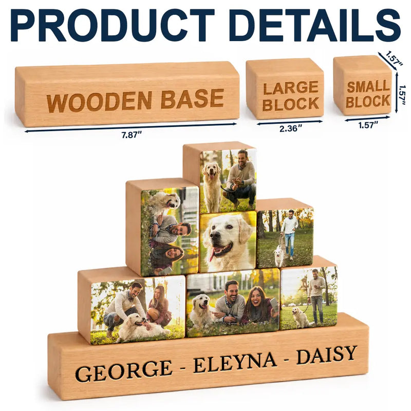 Pet Lovers,Pet Mom,Pet Dad,Pet Couple,Dog Lovers,Dog Mom,Dog Dad,Dog Couple,Cat Lovers,Cat Mom,Cat Dad,Cat Couple - Custom Photo Cute Dog Cat For Pet Lover - Personalized Wooden Stacking Photo Blocks