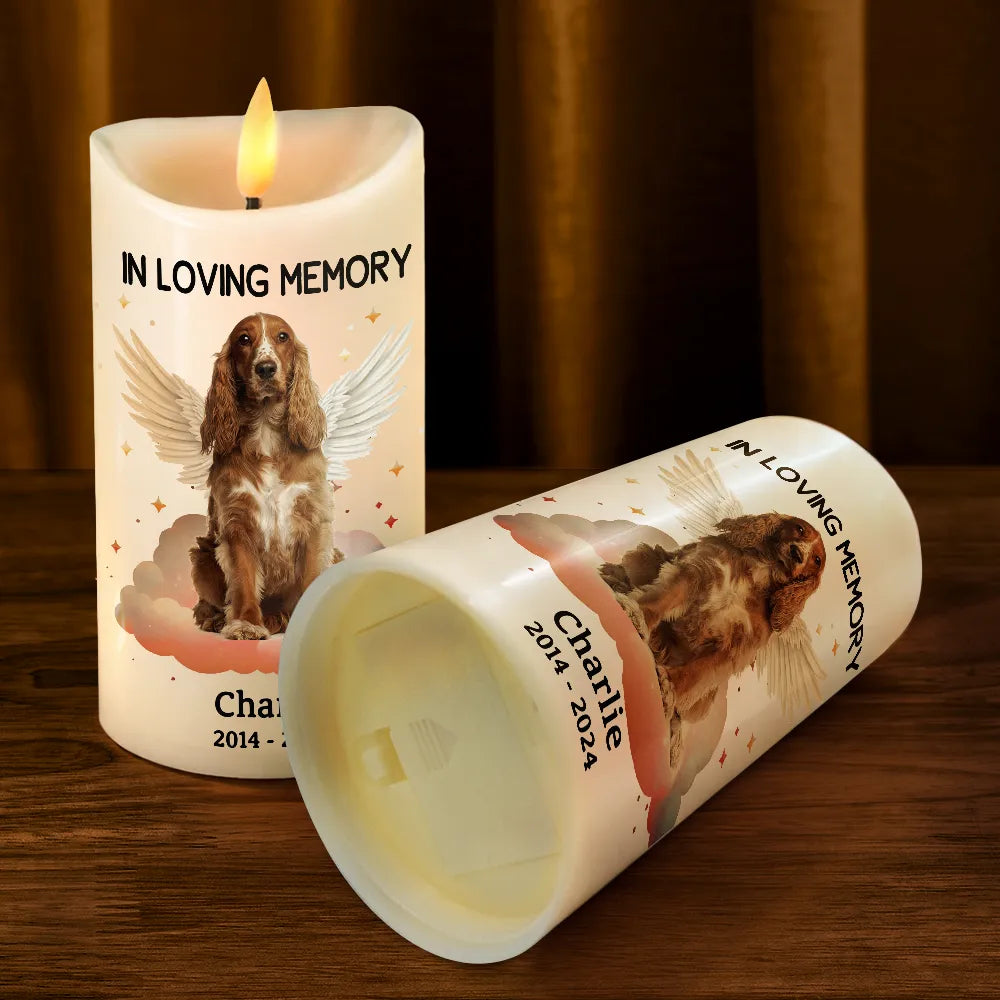 Memorial, Pet Lovers, Dog Lovers, Cat Lovers - Custom Photo Dog Cat Pet Memorial Your Light Will Always Shine In My Heart - Personalized Flameless LED Candle