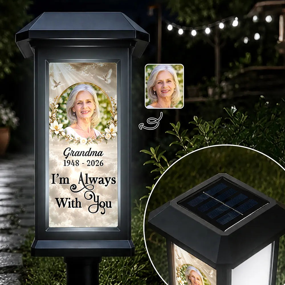 Christmas,Custom Photo,Family,Memorial,Memorial Loved One,Sympathetic,Upload Full Photo - Memorial Sympathy Gifts - Personalized Custom Photo Forever In Our Hearts Solar Garden Light