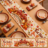 Custom Text,Family,Sentimental,Thanksgiving - Thanksgiving Gift For Family Gathering - Personalized Family Name Thankful For You Turkey Gang Table Runner