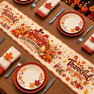 Custom Text,Family,Sentimental,Thanksgiving - Thanksgiving Gift For Family Gathering - Personalized Family Name Thankful For You Turkey Gang Table Runner