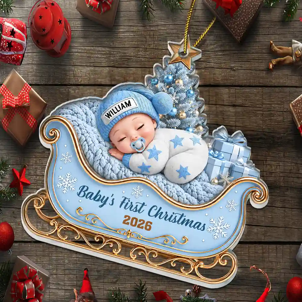 Adorable,New Mom,Christmas,Gift For Mother,Vector- Baby First Christmas Precious Gift For New Parents, New Baby - Personalized Custom Shaped Acrylic Ornament
