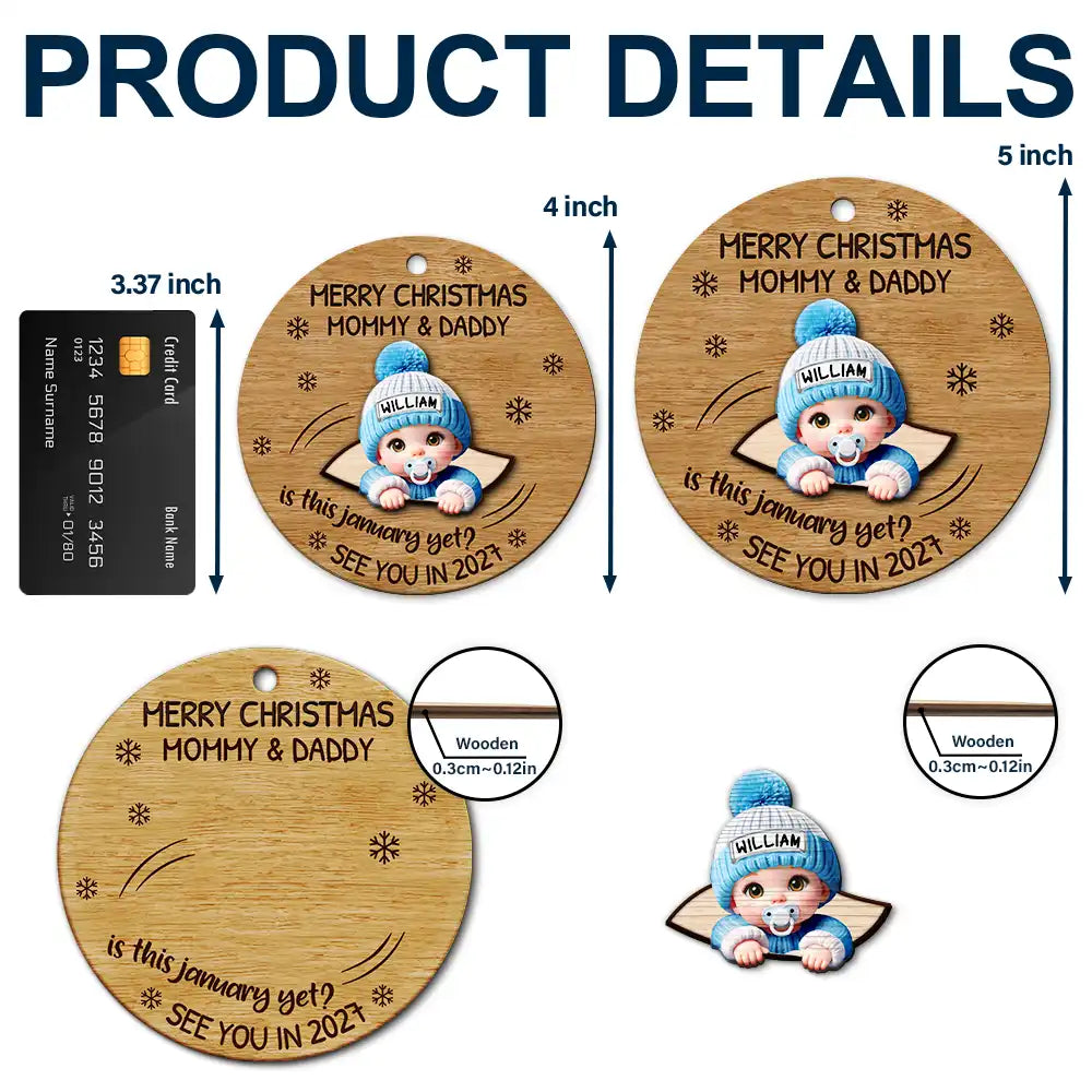 Baby Expecting Christmas On The Inside See You In - Personalized 2-Layered Wooden Ornament