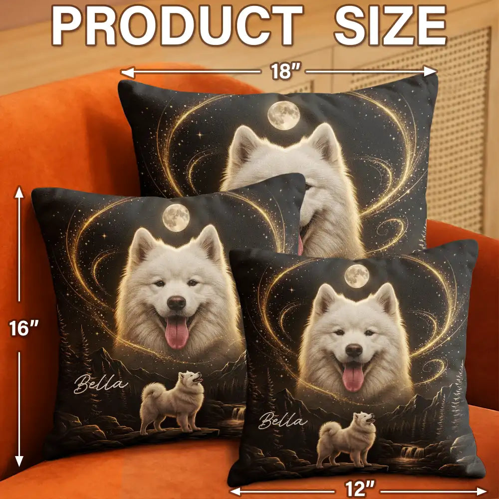 Art Design,Custom Photo,Indoor Decor,Pet Lovers,Photo - Moon Pet ,Playful - Gift For Dog Lovers - Personalized Custom Photo Moonlight Night Sky Portrait Pillow