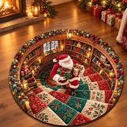Top Market,Playful,Christmas,Family,Icon - Santa Gingerbread Elf Gnome Christmas Theme Faux Quilt Effect Gift Home Decor For Family - Personalized Custom Shaped Rug