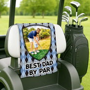 Gift For Husband,Gift For Yourself,Gift For Men,Gift For Father,Sport Dad,Dad's Hobby,Grandpa's Hobby,Golf,Non-Eng,Photo - Watercolor (with BG),Playful - Custom Photo Watercolor Painting Best Daddy By Par I Love You Grandpa - Personalized Golf Towel