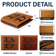 Minimalist Monogram Vintage Style - Personalized Leather Wallet