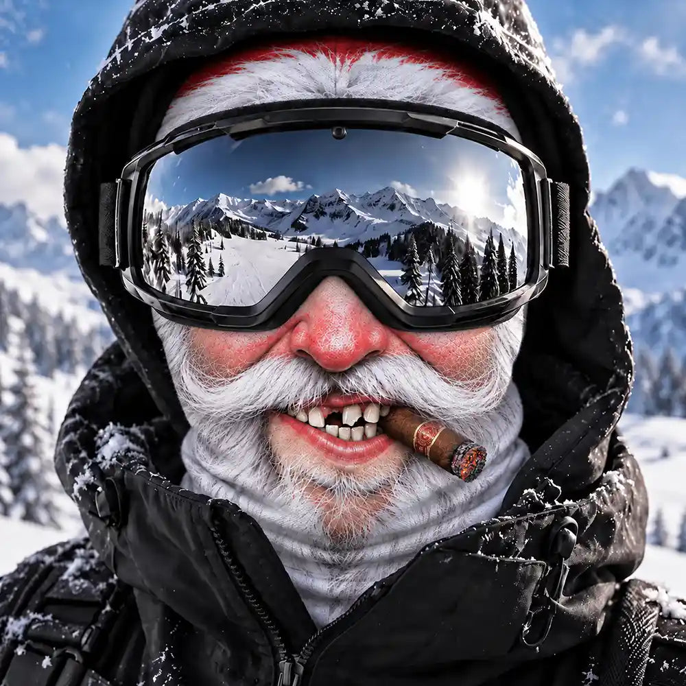 Christmas,Gift For Couples,Humorous,Icon,Old Couples,Skiing - Winter Skiing Gag Gift For Husband, Matching Gear For Couple - Personalized 3D Realistic Funny Santa And Mrs. Clause Balaclava Face Mask