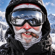 Christmas,Gift For Couples,Humorous,Icon,Old Couples,Skiing - Winter Skiing Gag Gift For Husband, Matching Gear For Couple - Personalized 3D Realistic Funny Santa And Mrs. Clause Balaclava Face Mask