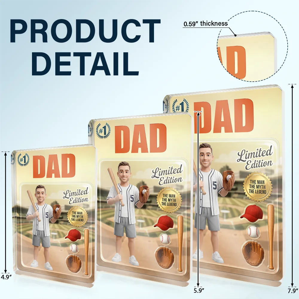 Gift For Husband,Gift For Yourself,Gift For Men,Gift For Father,Sport Dad,Dad's Hobby,Grandpa's Hobby,Baseball,Non-Eng,Photo - Toybox Figure,Playful - Custom Photo Toybox Figure Baseball Dad Grandpa Limited Edition - Personalized Custom Shaped Acrylic Plaque