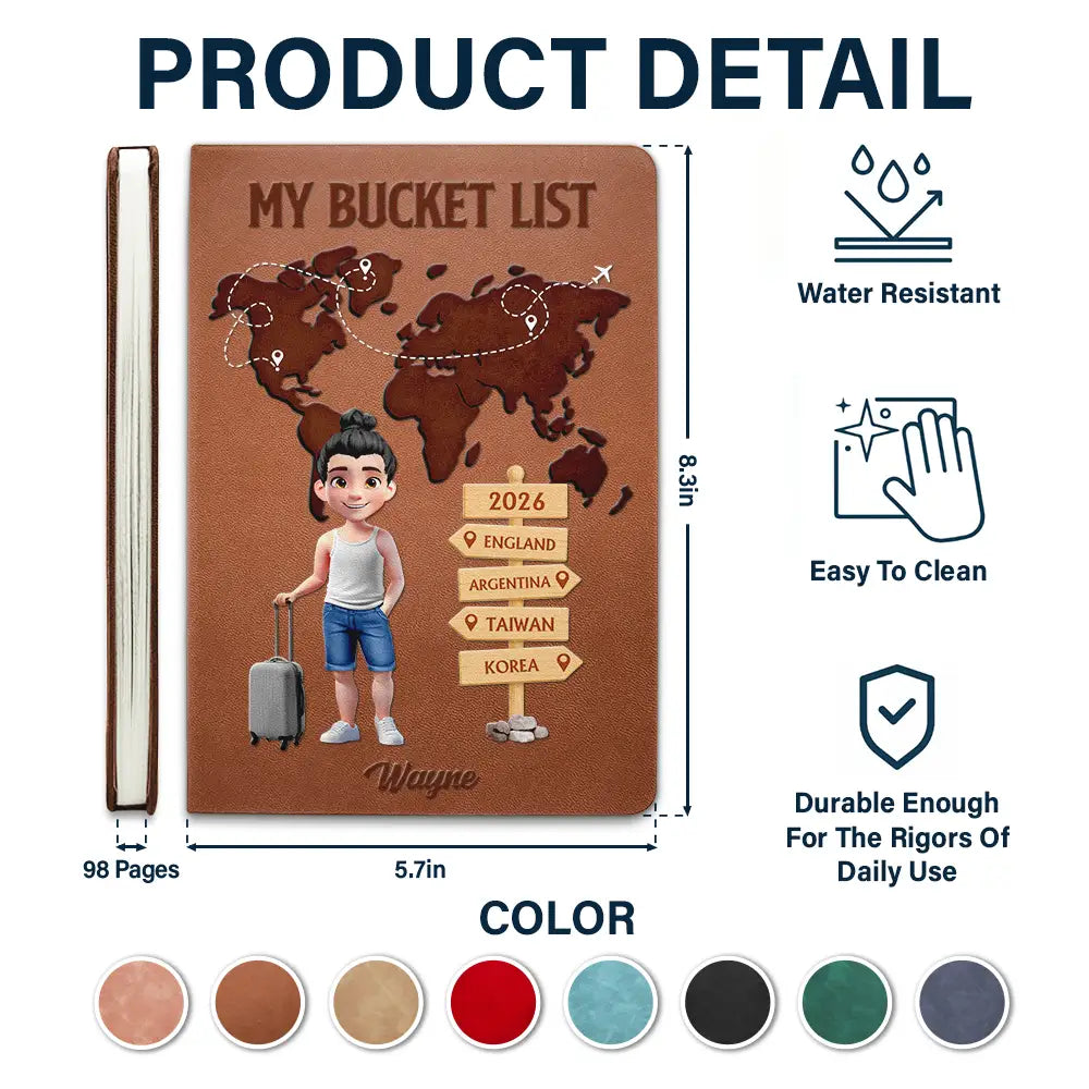 Travel, Gift For Couples, Old Couples, Gift For Yourself - Travel Bucket List For Couples And Travel Lovers - Personalized Leather Journal