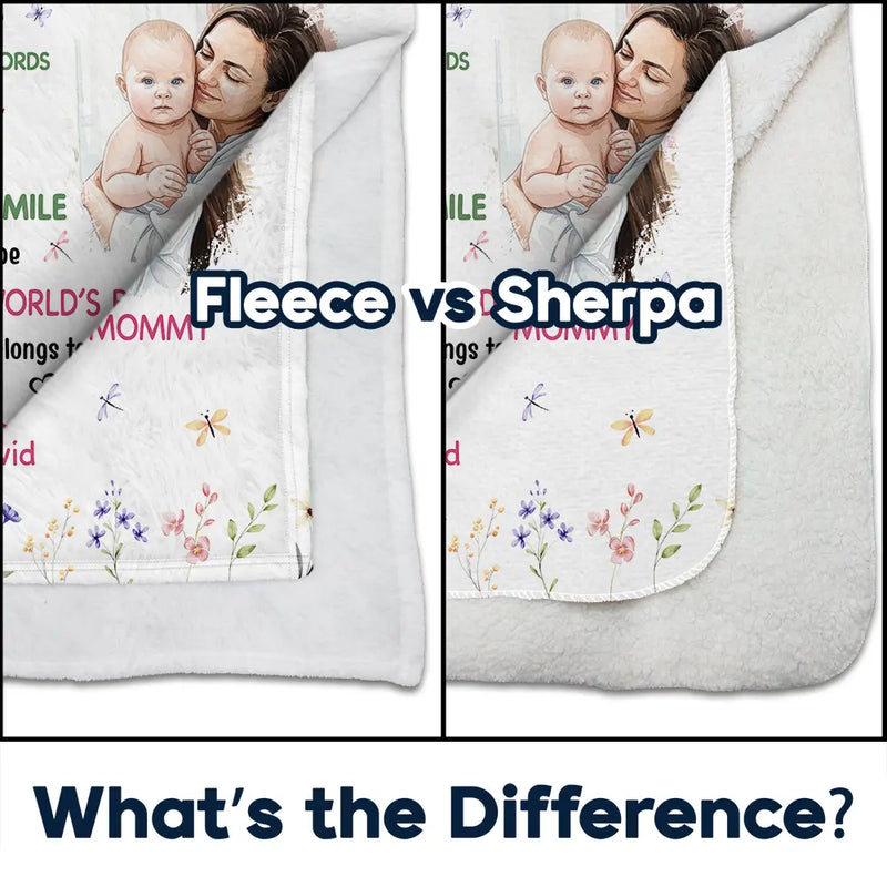 New Mom,Love,Gift For Mother - Custom Photo The World's Best Mommy Belongs To Me - Personalized Fleece Blanket, Sherpa Blanket