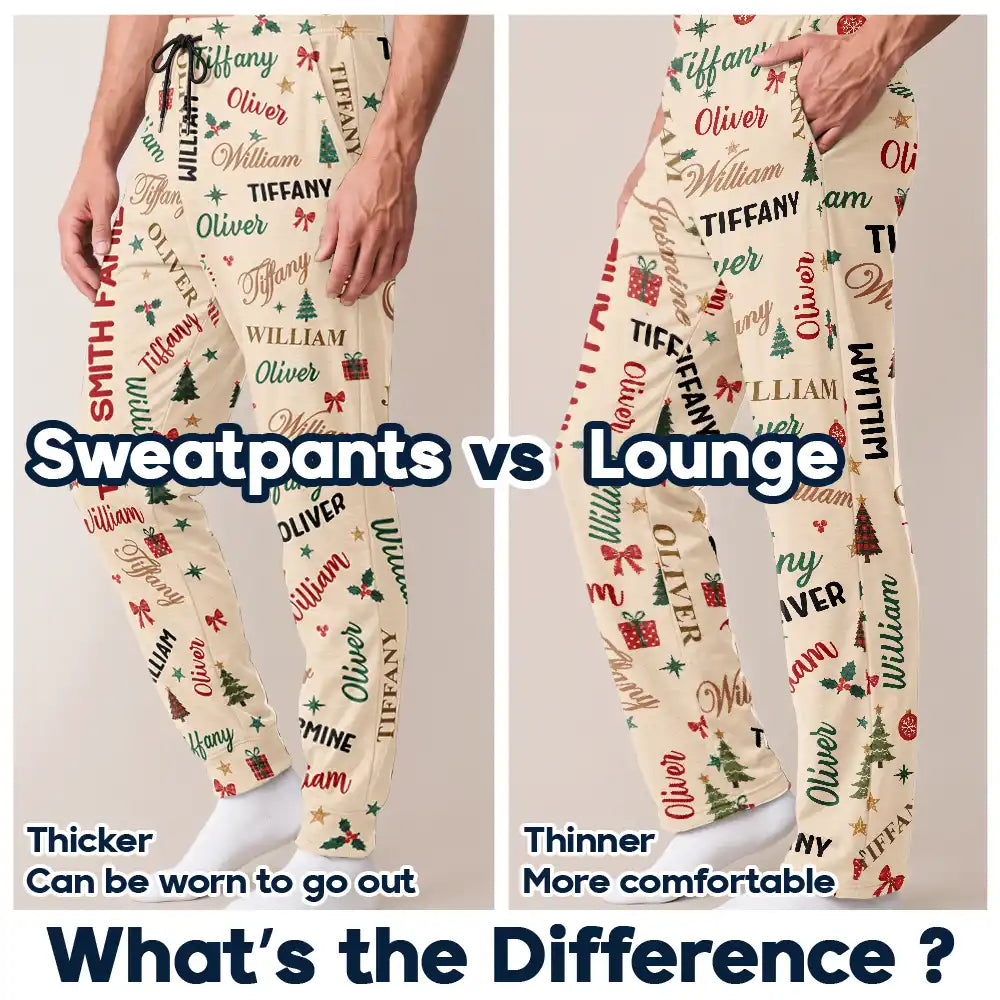 Christmas, Custom Text, Family, Happy - Matching Christmas Gift For Family - Personalized Names Holiday Pajama Pants