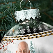 Family,Christmas,Love - Custom Photo Vintage Memorial Christmas Winter Scene - Personalized Ball Ornament